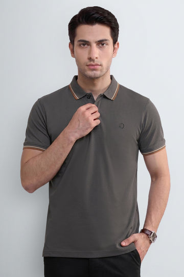 Men's Charcoal Tipped Polo Shirt