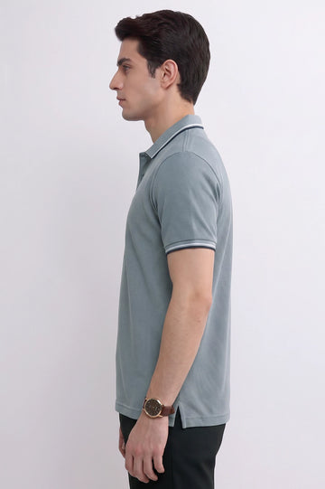 Men's Light Blue Tipped Polo Shirt