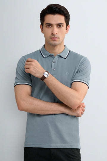 Men's Light Blue Tipped Polo Shirt
