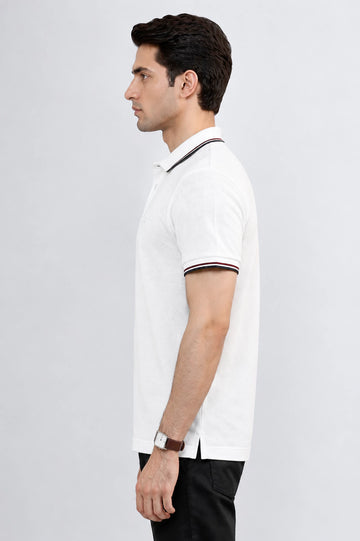 Men's White Tipped Polo Shirt