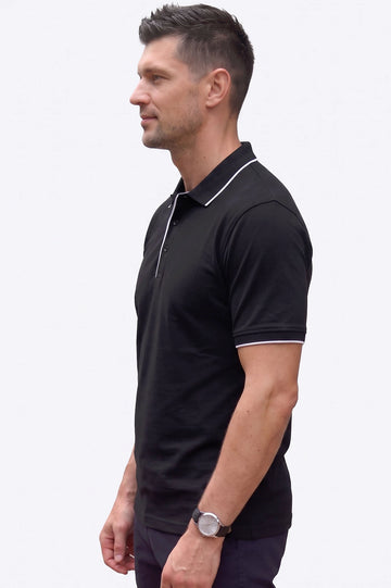 Men's Black Knit Polo Shirt