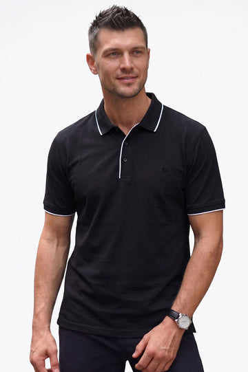 Men's Black Knit Polo Shirt