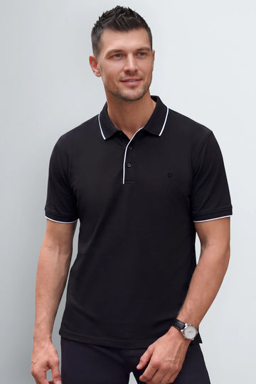 Men's Black Knit Polo Shirt