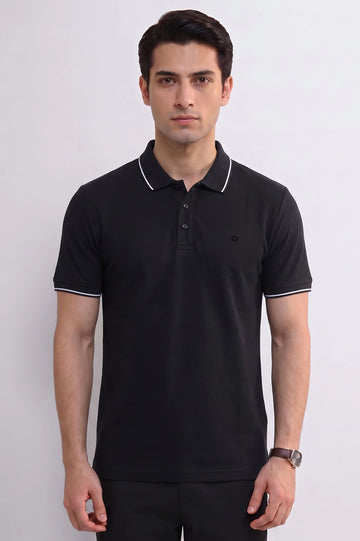 Men's Navy Blue Knit Polo Shirt