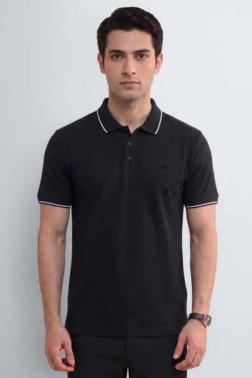 Men's Navy Blue Knit Polo Shirt