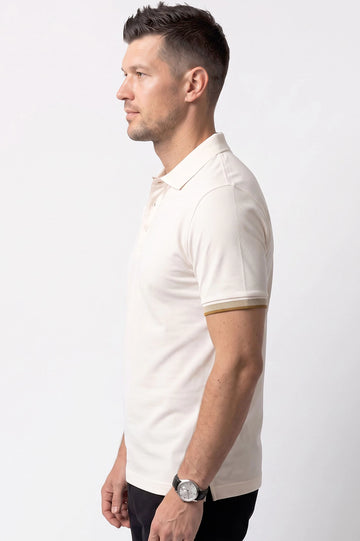 Men's Off White Knit Polo Shirt