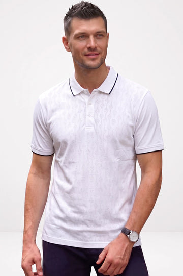 Men's White Knit Polo Shirt