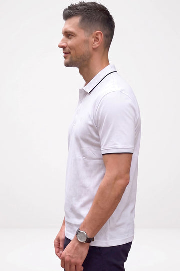 Men's White Knit Polo Shirt