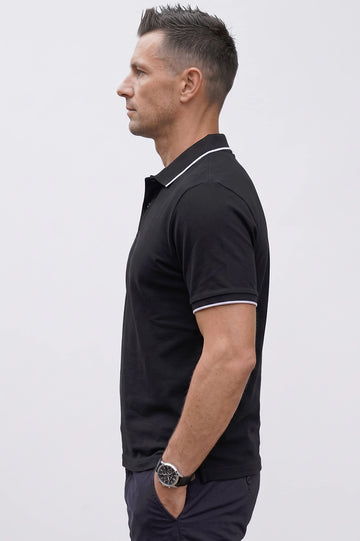 Men's Black Tipping Collar Polo Shirt