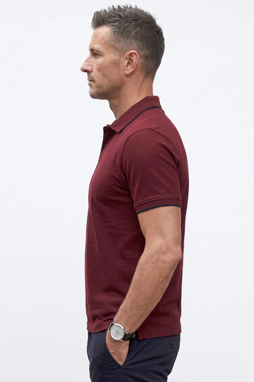 Men's Maroon Tipping Collar Polo Shirt
