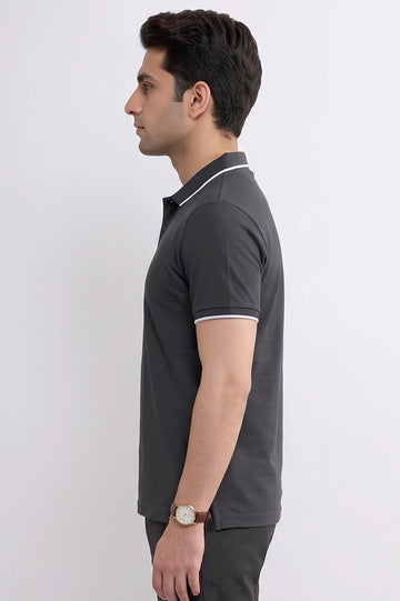 Men's Navy Blue Tipping Collar Polo Shirt