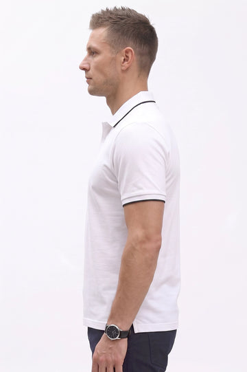 Men's White Tipping Collar Polo Shirt