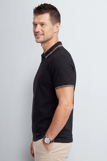 Men's Black Half-Zip Polo Shirt