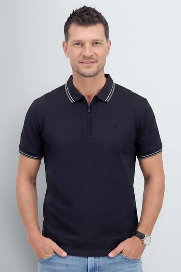 Men's Navy Blue Half-Zip Polo Shirt