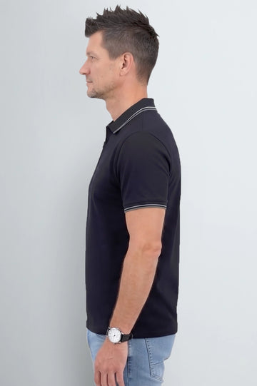 Men's Navy Blue Half-Zip Polo Shirt
