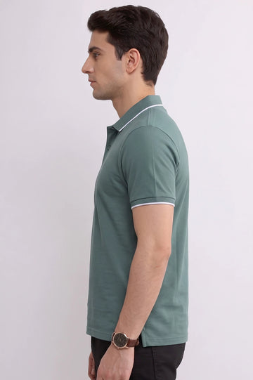 Men's Aqua Zipper Polo Shirt
