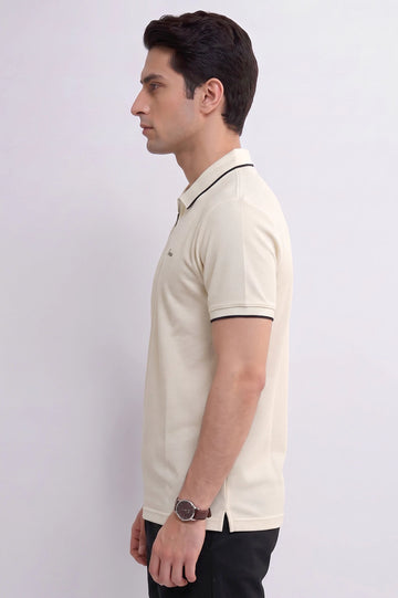 Men's Off White Zipper Polo Shirt