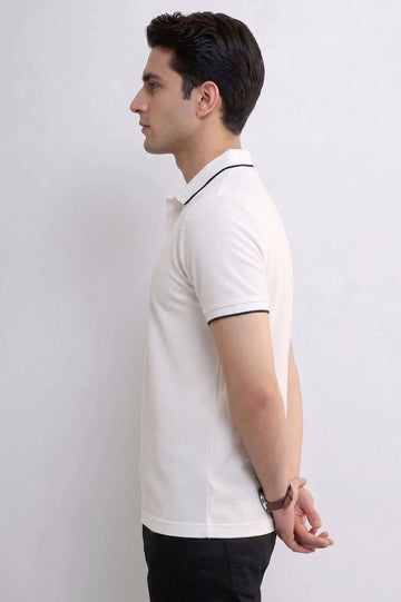 Men's White Zipper Polo Shirt