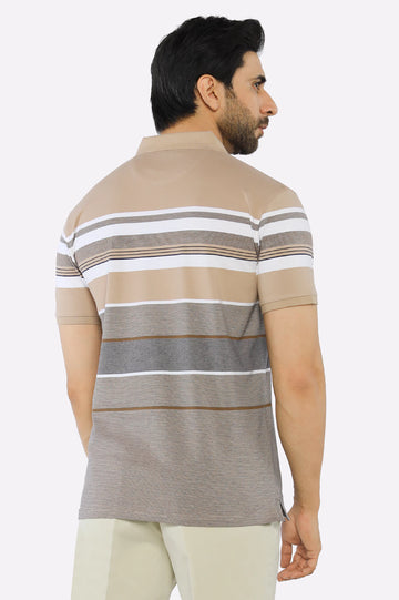 Beige Yarn Dyed Polo