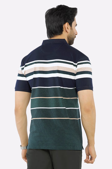 Navy Blue Yarn Dyed Polo