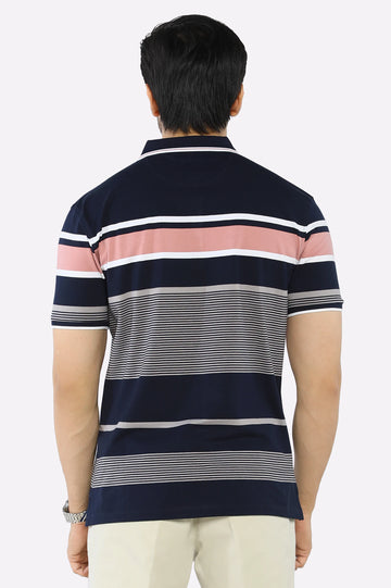 Navy Blue Yarn Dyed Polo