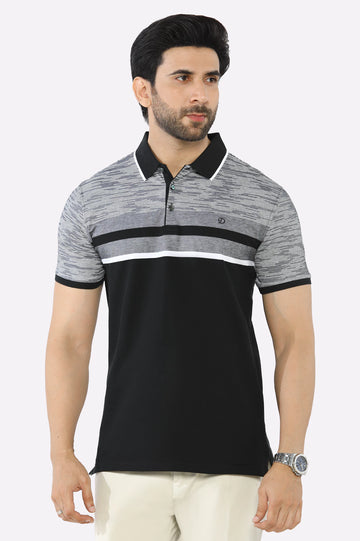 Black Yarn Dyed Polo