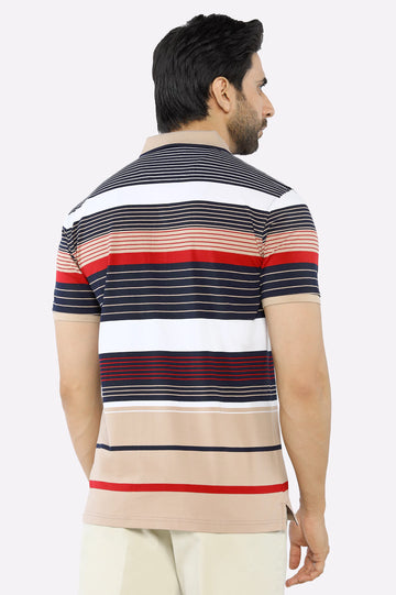Beige Yarn Dyed Polo
