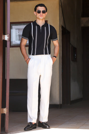 Black Flat Knit Polo