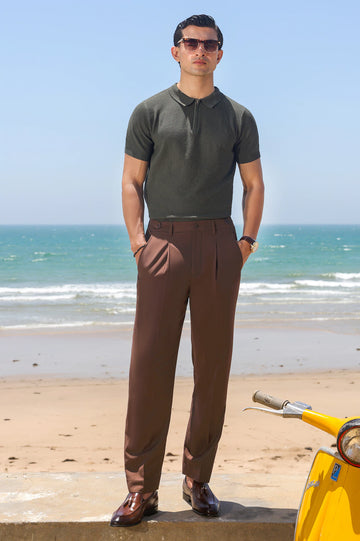 Green Flat Knit Polo