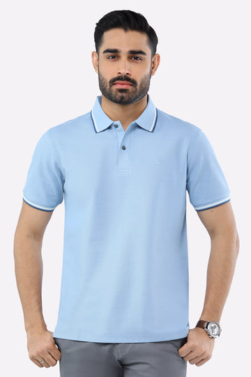 Sky Blue Mercerised Polo