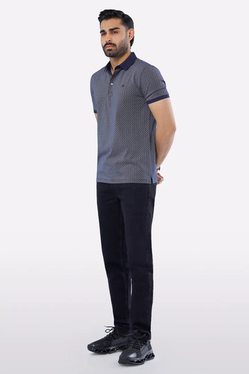 Blue Printed Polo