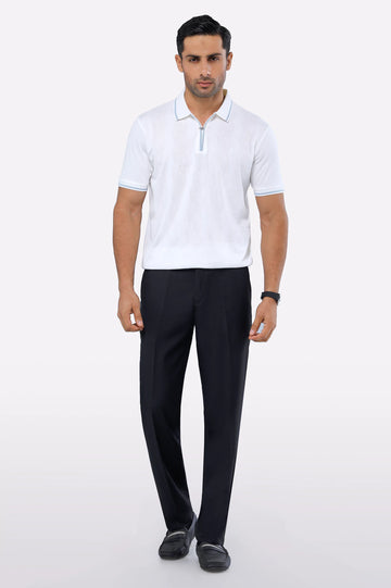 White Jacquard Fashion Polo