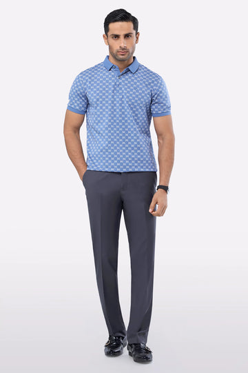 Blue Printed Polo