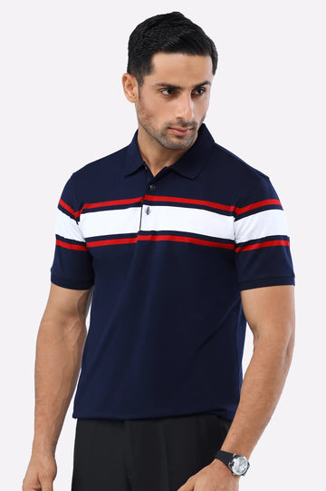 Navy Blue Yarn Dyed Polo