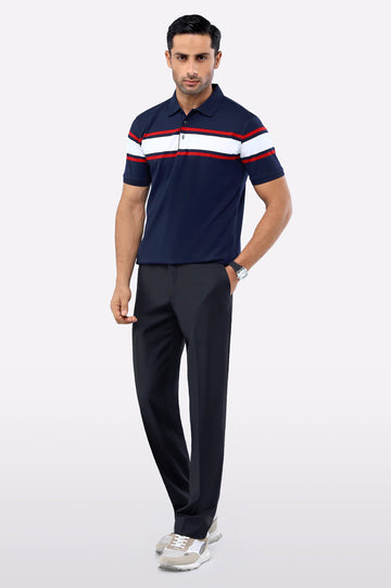 Navy Blue Yarn Dyed Polo