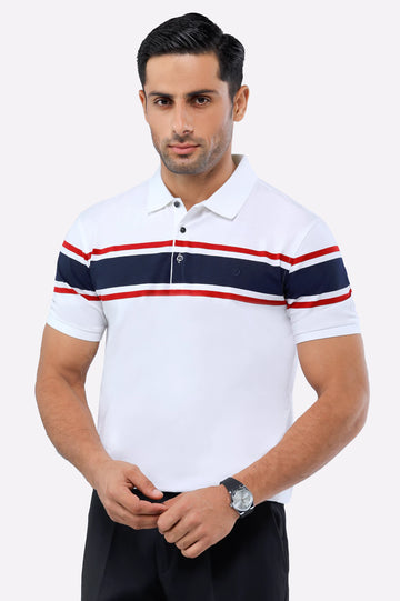 White Yarn Dyed Polo