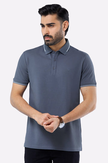 Dark Grey Basic Mercerized Polo