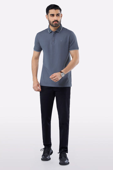 Dark Grey Basic Mercerized Polo