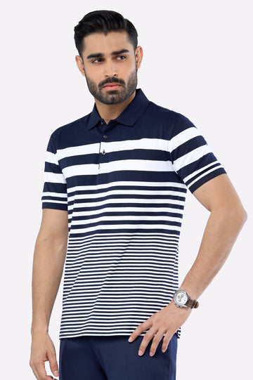 Navy Blue Yarn Dyed Polo