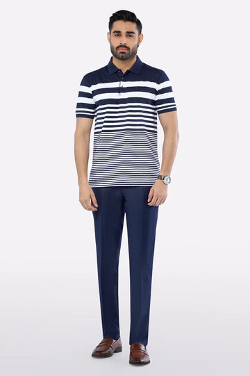 Navy Blue Yarn Dyed Polo