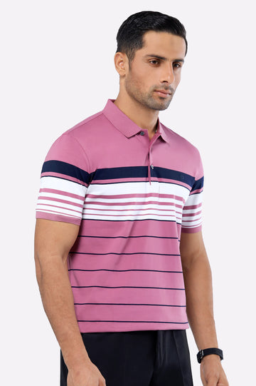 Pink Yarn Dyed Polo