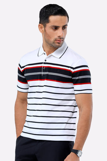 White Yarn Dyed Polo