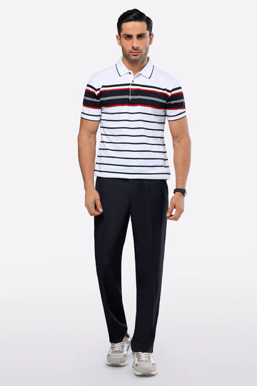 White Yarn Dyed Polo