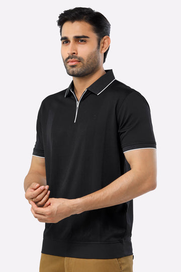 Black Mercerized Polo