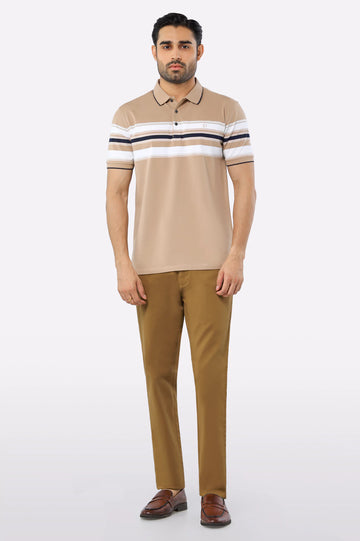 Beige Yarn Dyed Polo