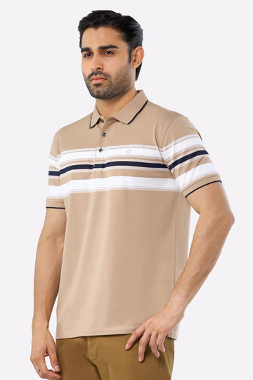 Beige Yarn Dyed Polo