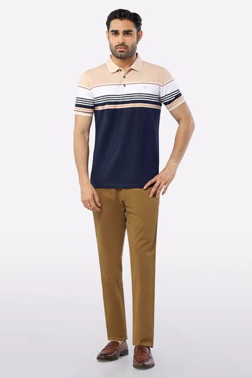 Beige Yarn Dyed Polo