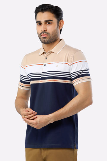 Beige Yarn Dyed Polo