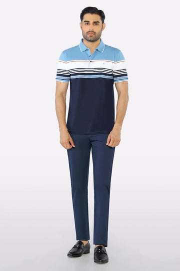 Blue Yarn Dyed Polo