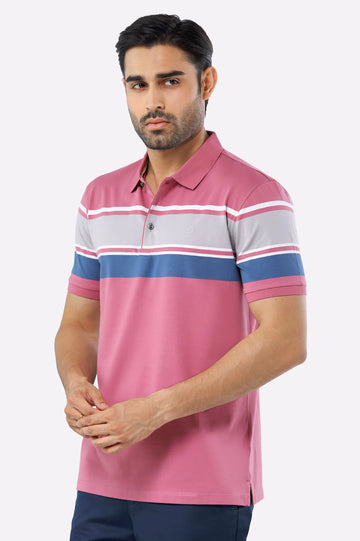 Pink Yarn Dyed Polo